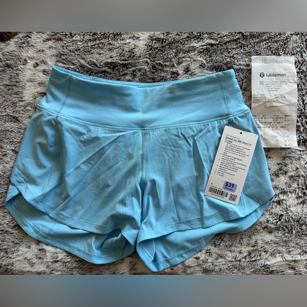 Lululemon Sky Blue Speed Up Shorts